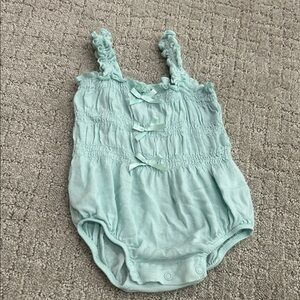Baby Girls Light Aqua Smocked One-Piece Bodysuit